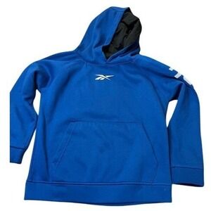 Reebok Boys Blue Pullover Hoodie Athletic Sweatshirt Logo Graphic Kids MD 10/12